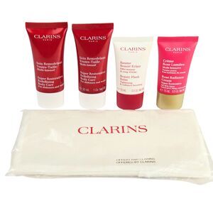 Clarins Beauty Travel Bundle of 5 - Body, Face, Eyes